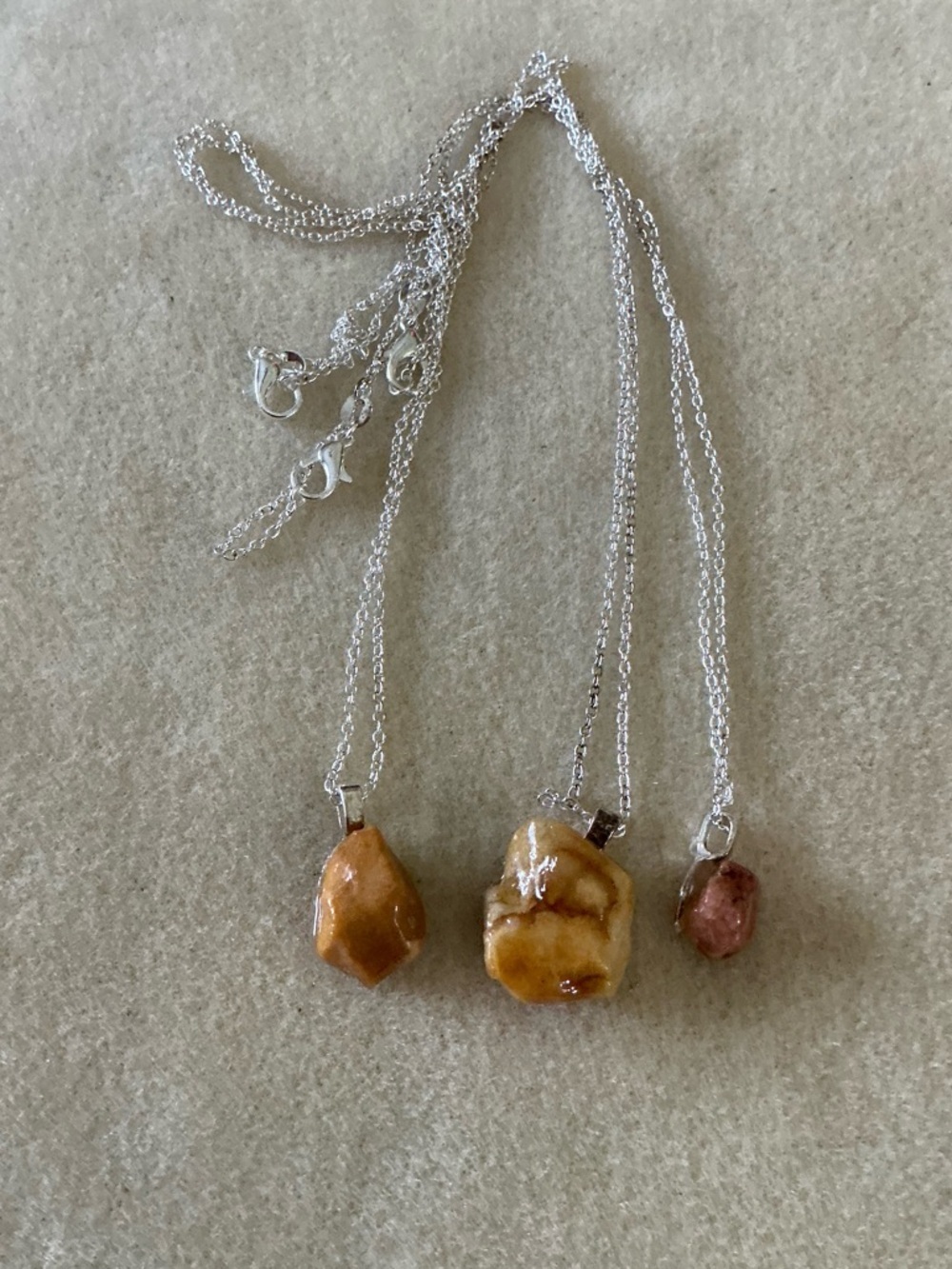 Handmade Stone Pendant Necklaces, set of 3